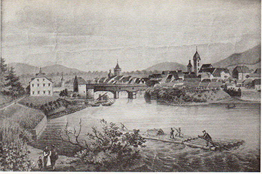 Rheinbrücke ca. 1850 - Bild N. Stucke